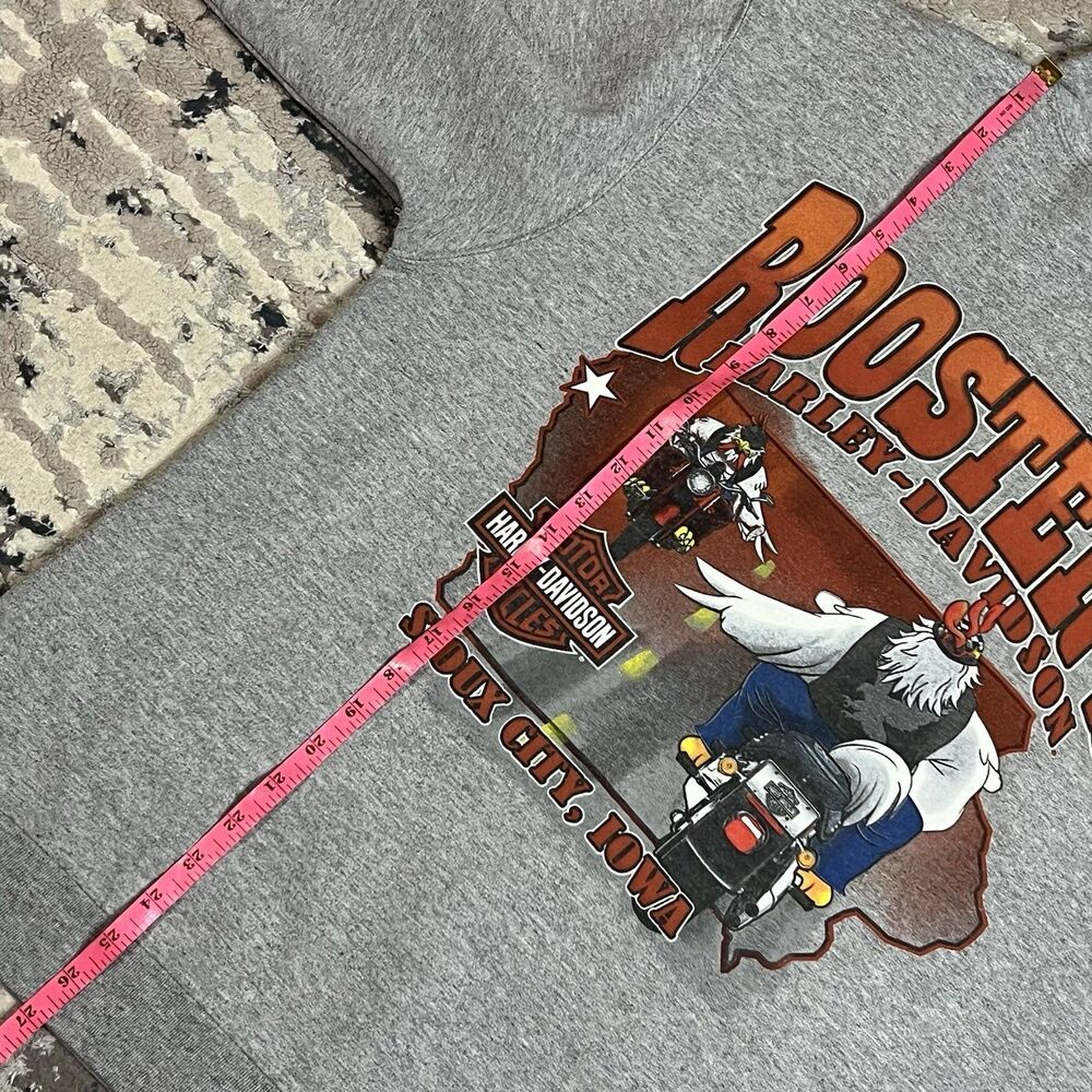 Harley Davidson Pullover Hoodie Sz M Gray Roosters Iowa Farm Field 2014 Biker - Picture 8 of 9